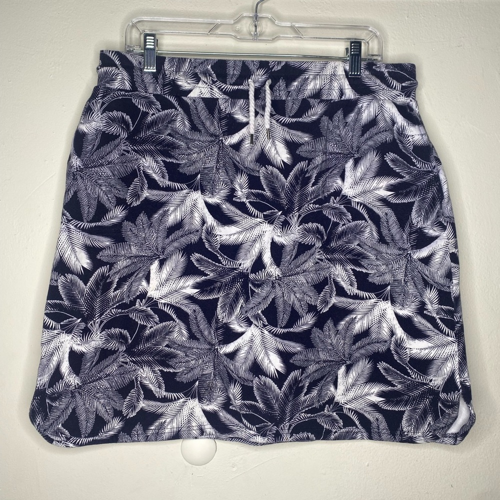 Talbots Skirt Women’s Size Large Blue White Palm Floral Print With Pockets